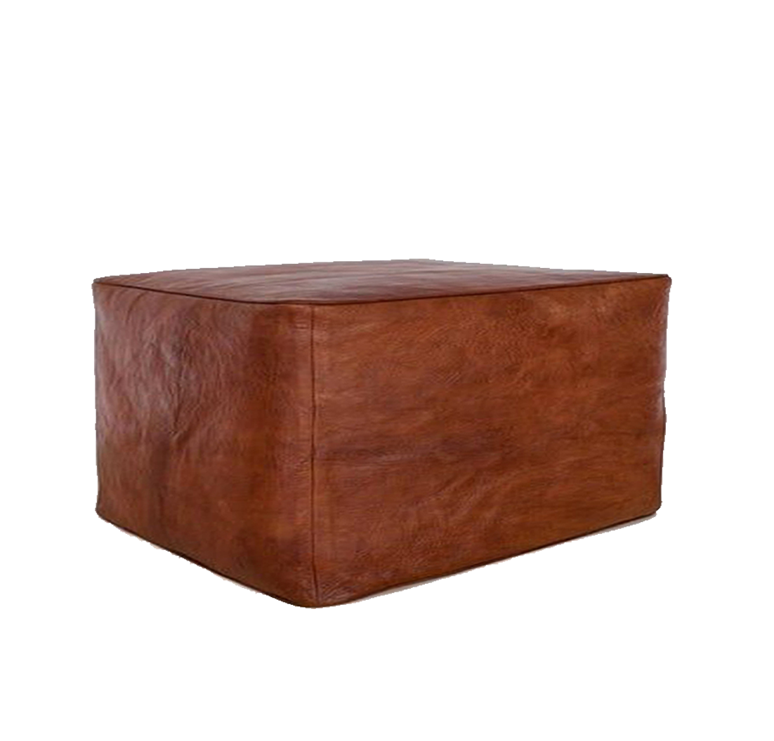 Idra Leather Ottoman Pouf - Medium