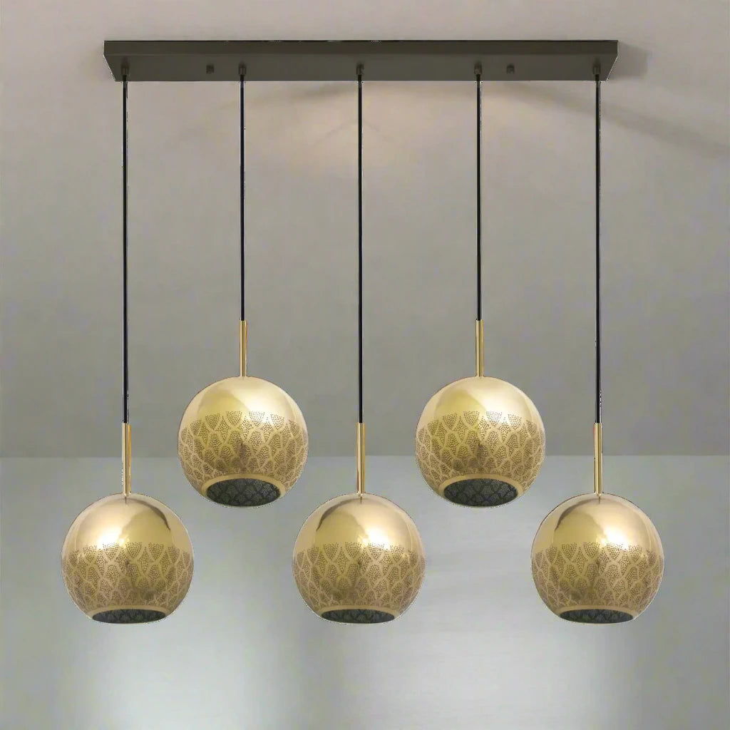 Nur linear multi-globe chandelier