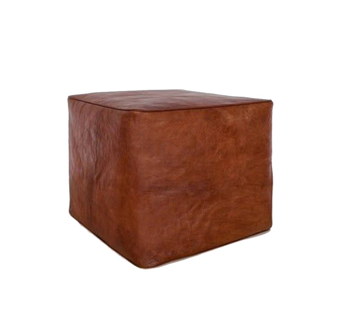 Idra Leather Ottoman Pouf - Small